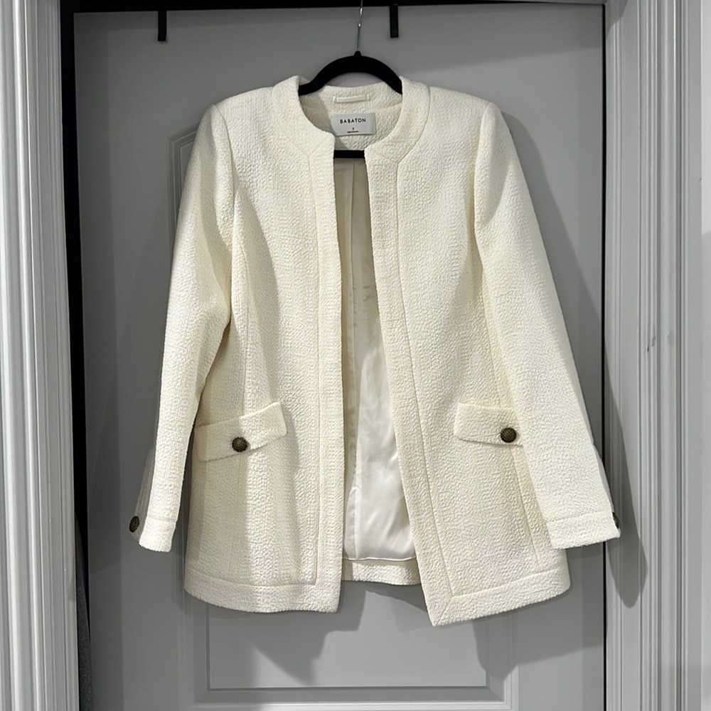 NWOT Aritzia Babaton Ivory tweed blazer (s)